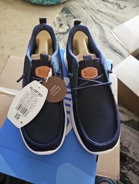 Hey Dude Men’s Wally Drift Mesh Navy Slip-On Casual Loafers Size 9 New